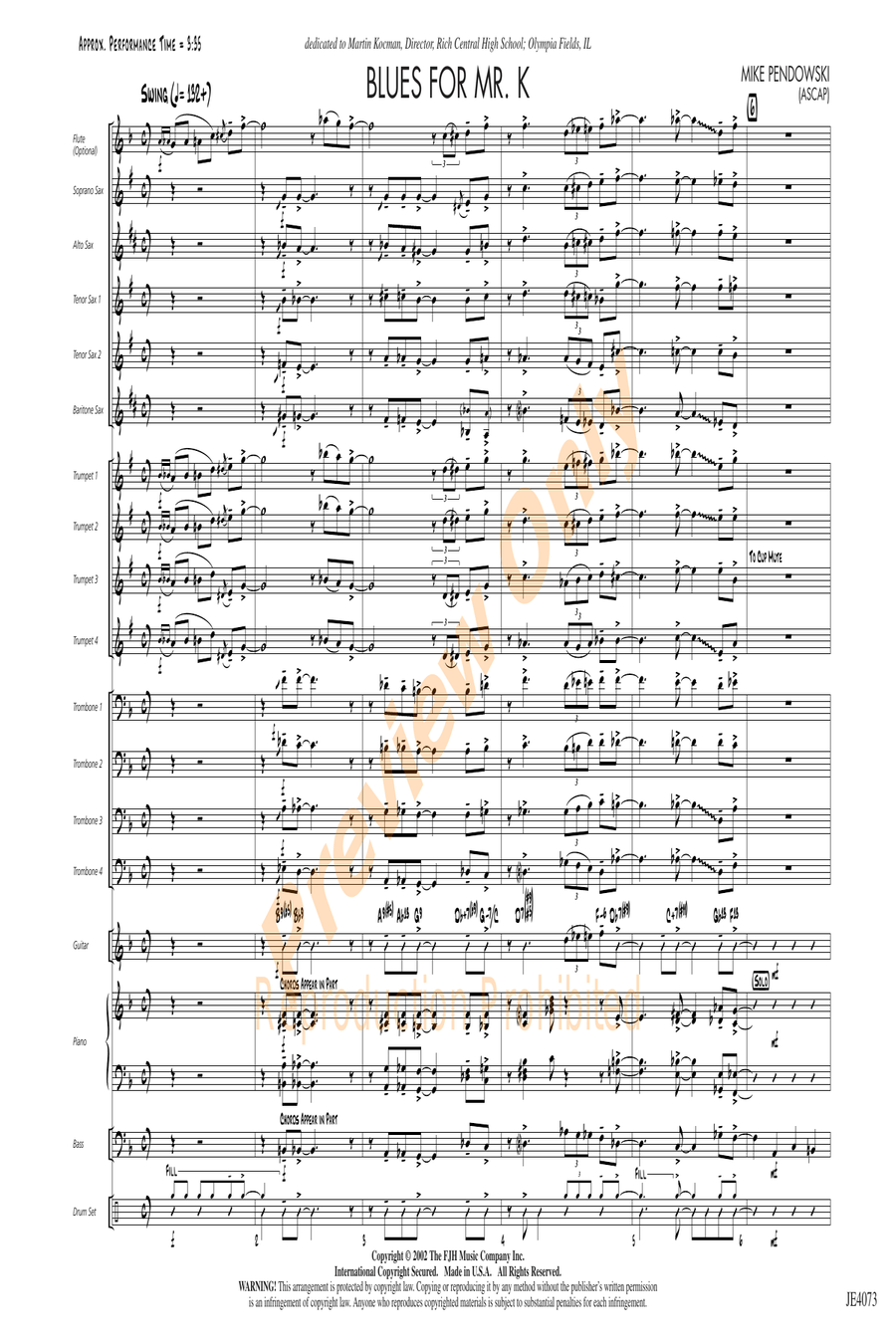 Blues for Mr. K Blues for Mr. K Jazz Ensemble scores gallery preview page 3