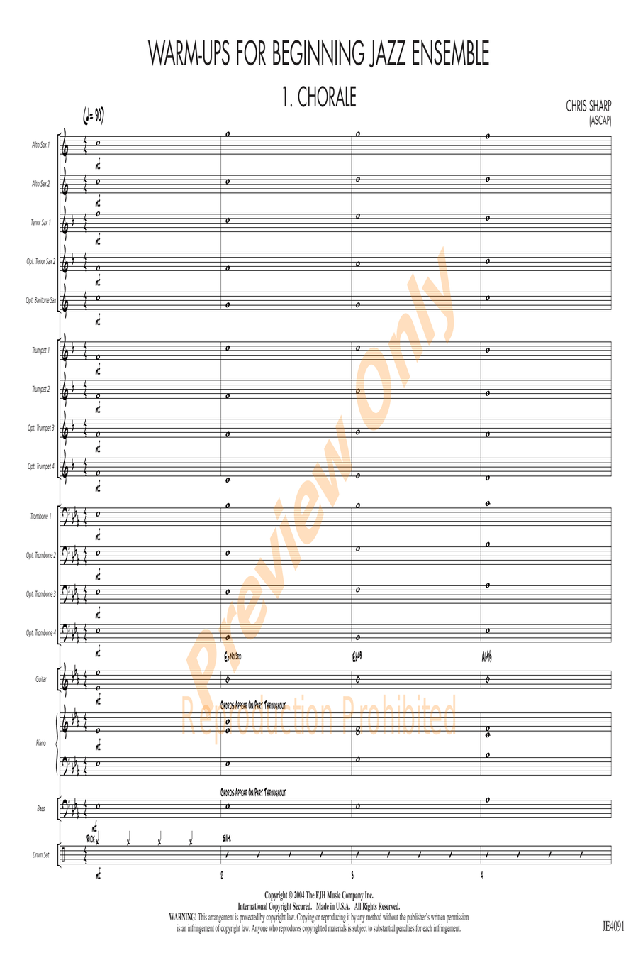 Warm-ups for Beginning Jazz Ensemble Concert Band scores gallery preview page 5