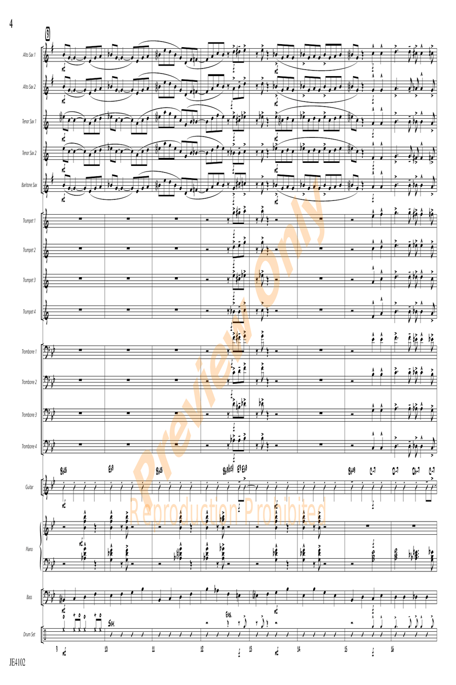 Jump O'Clock One Jump O'Clock One Jazz Ensemble scores gallery preview page 4