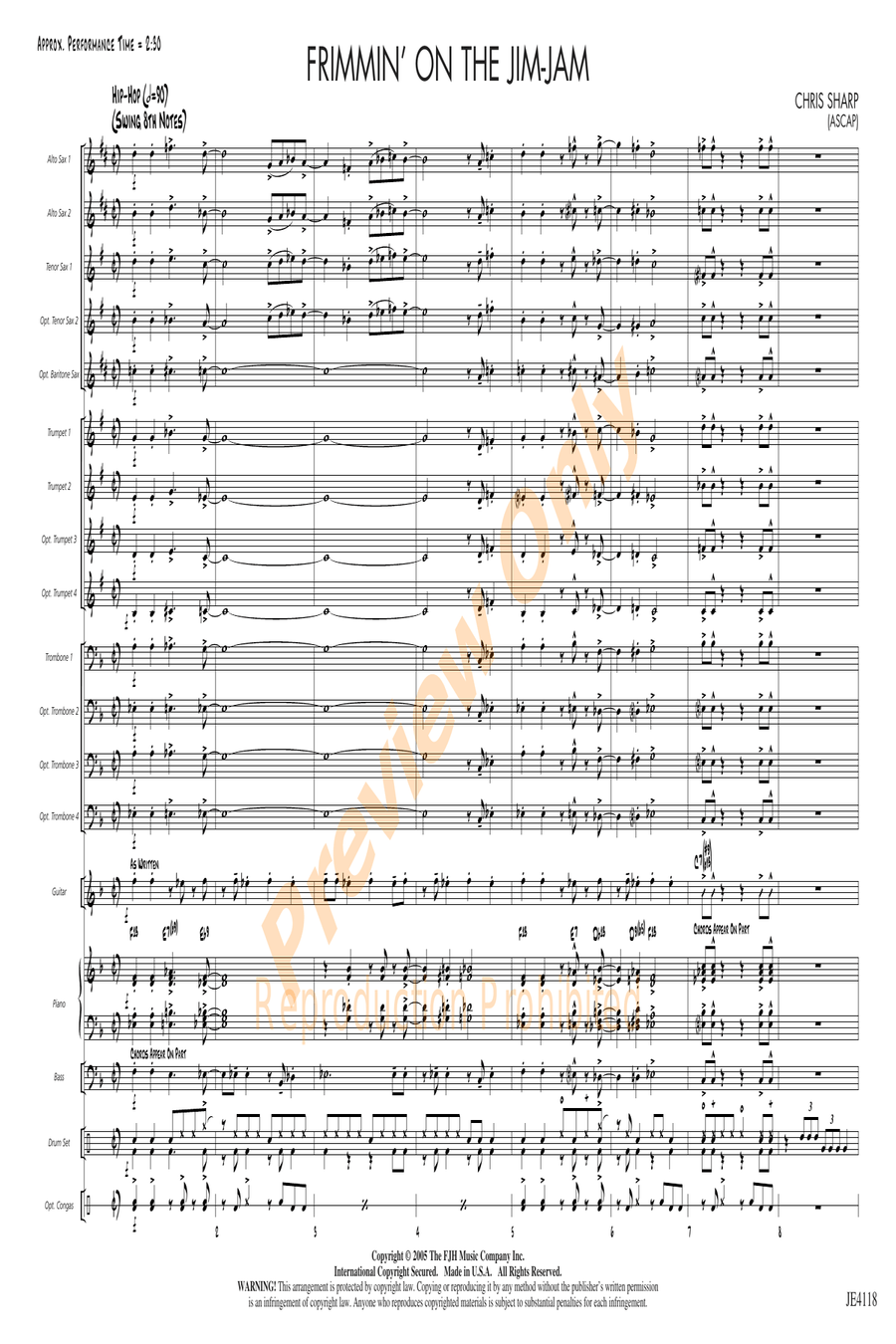 Frimmin' on the Jim-Jam Frimmin' on the Jim-Jam Jazz Ensemble scores gallery preview page 3