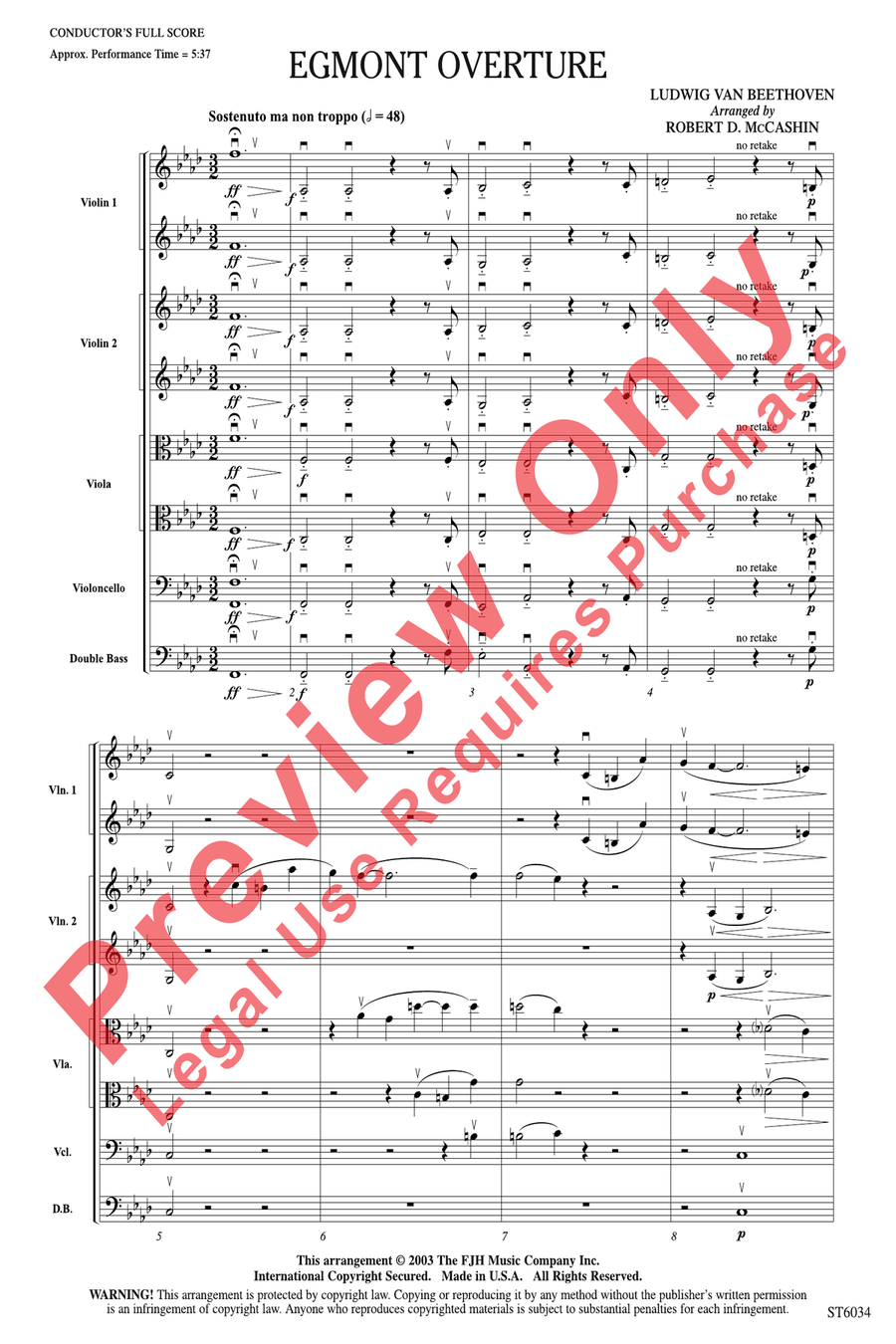 Egmont Overture Egmont Overture String Orchestra scores gallery preview page 3
