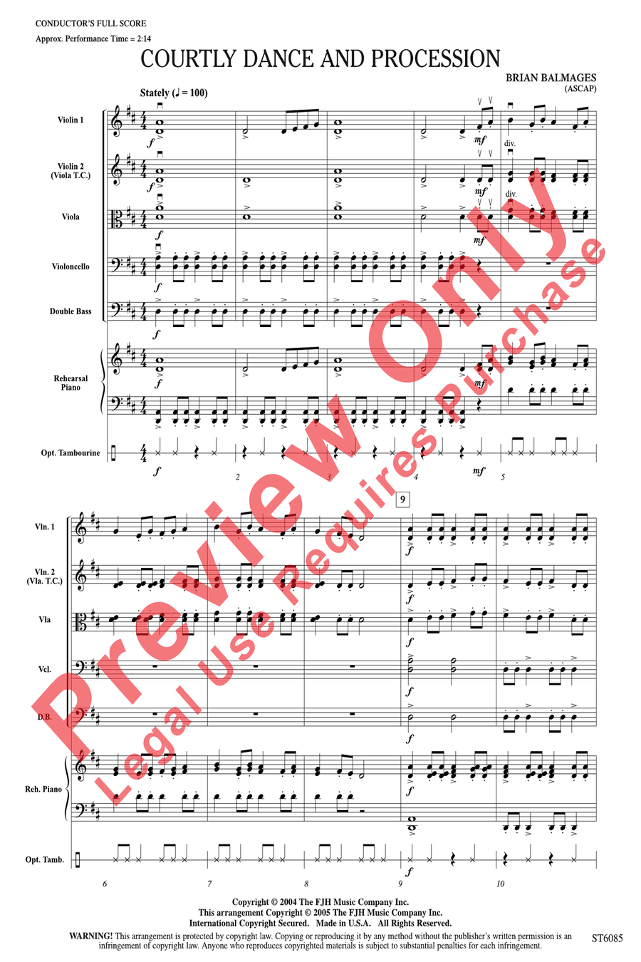 Courtly Dance and Procession String Orchestra scores gallery preview page 3