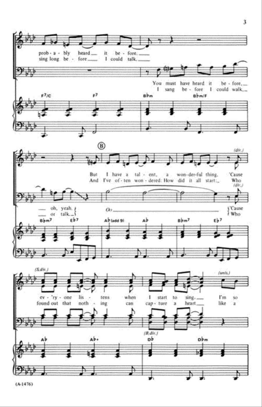 Thank You for the Music Thank You for the Music 4-Part scores gallery preview page 4