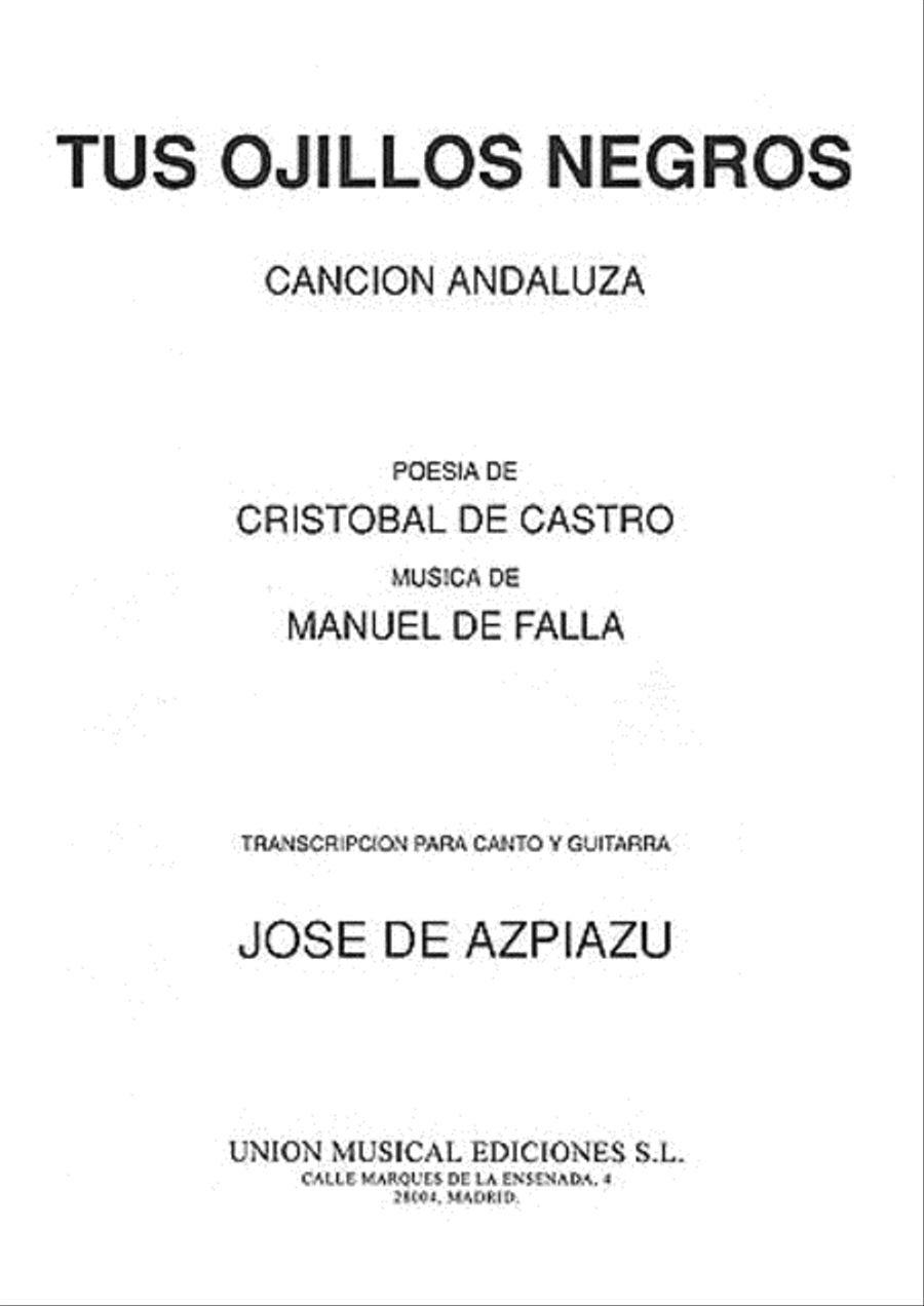 Manuel De Falla: Tus Ojillos Negros Classical Guitar scores gallery preview page 1