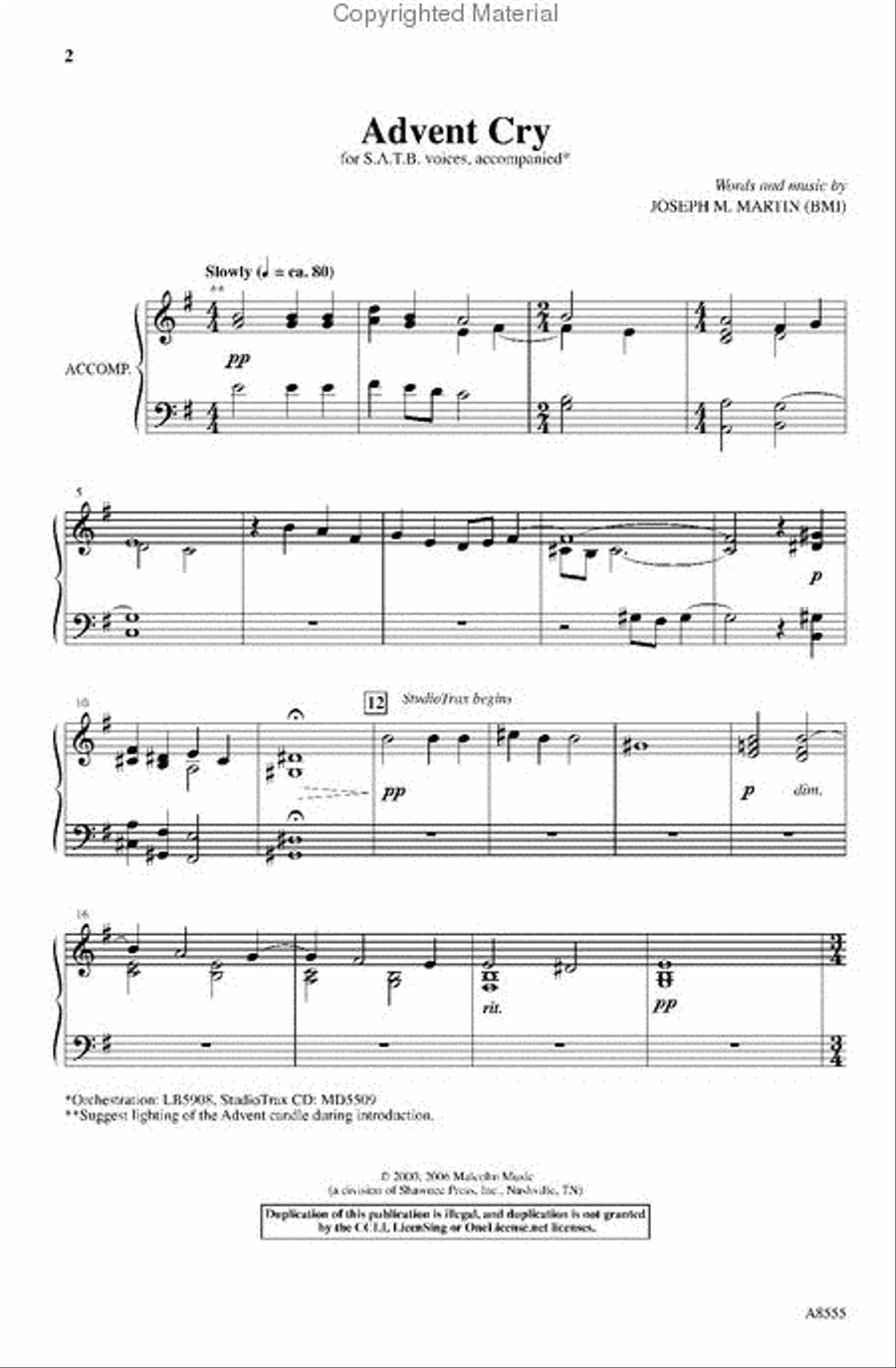 Advent Cry (from The Winter Rose) 4-Part scores gallery preview page 2