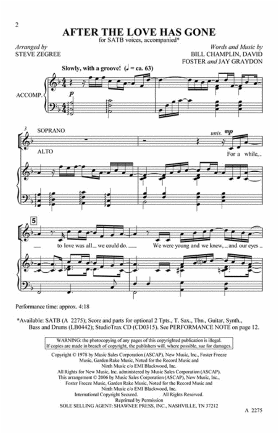 After the Love Has Gone After the Love Has Gone 4-Part scores gallery preview page 2
