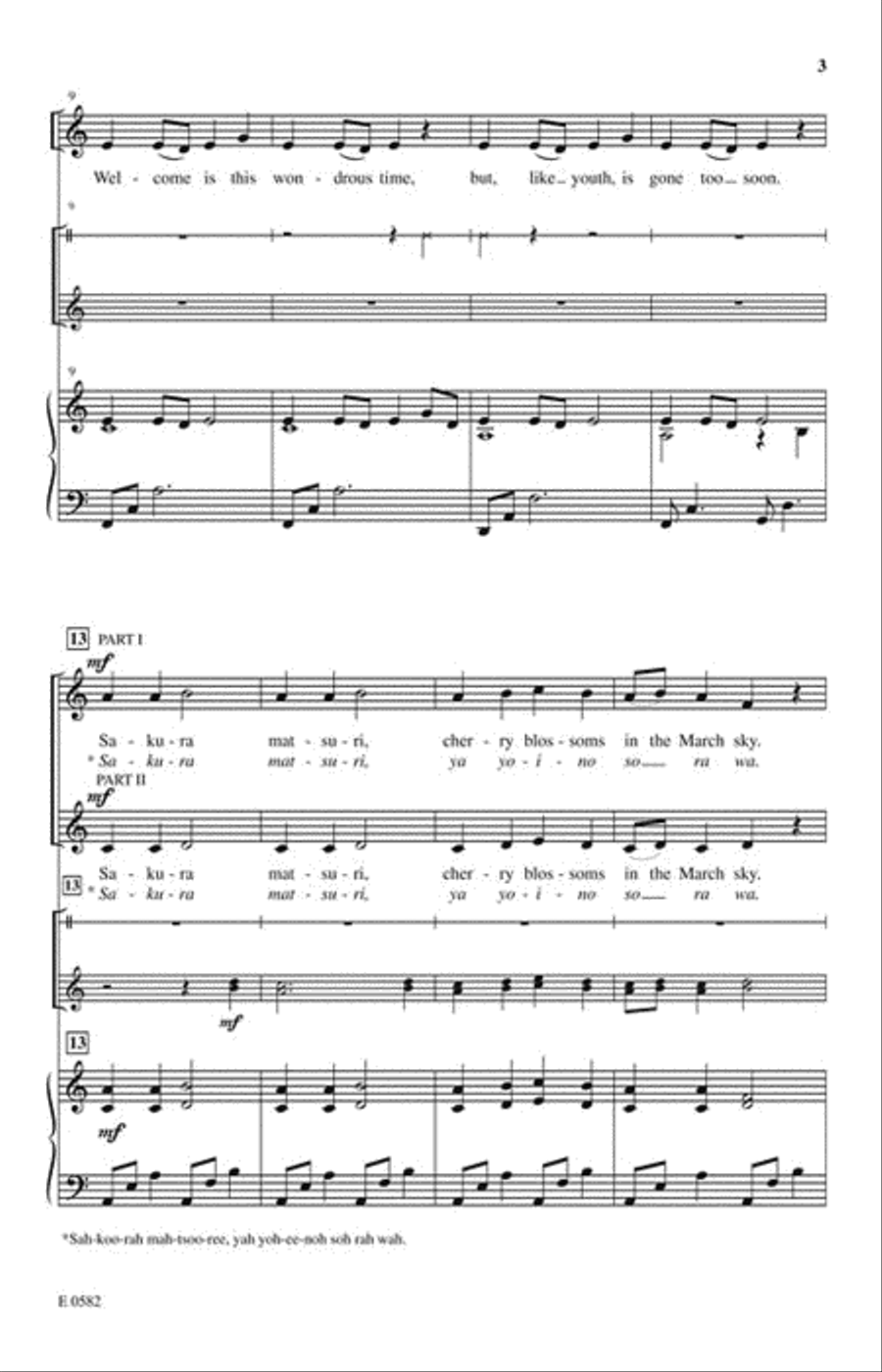 Sakura Matsuri (Cherry Blossom Festival) 2-part, opt. Orff instruments 2-Part scores gallery preview page 3