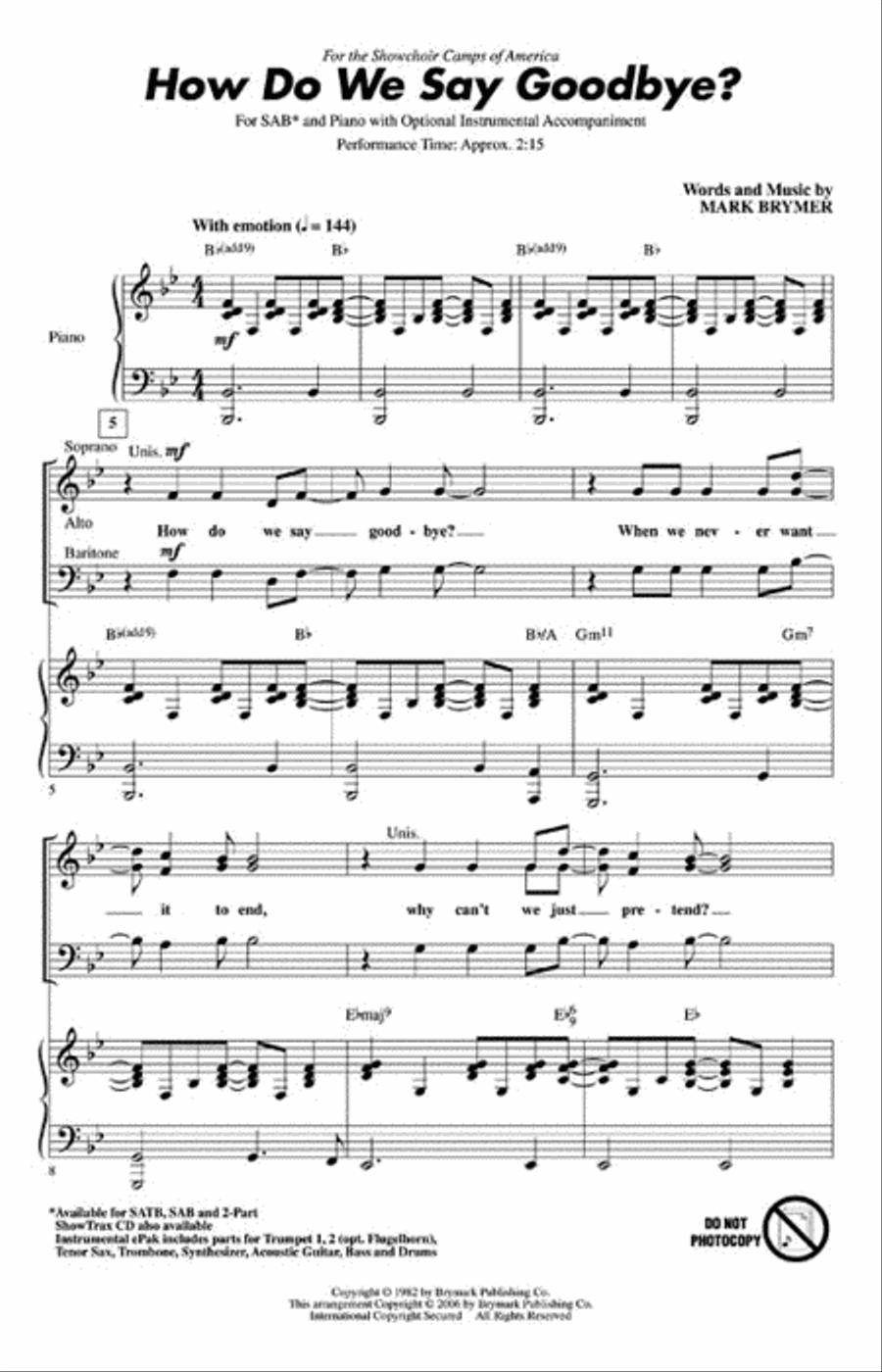 How Do We Say Goodbye? 3-Part scores gallery preview page 2
