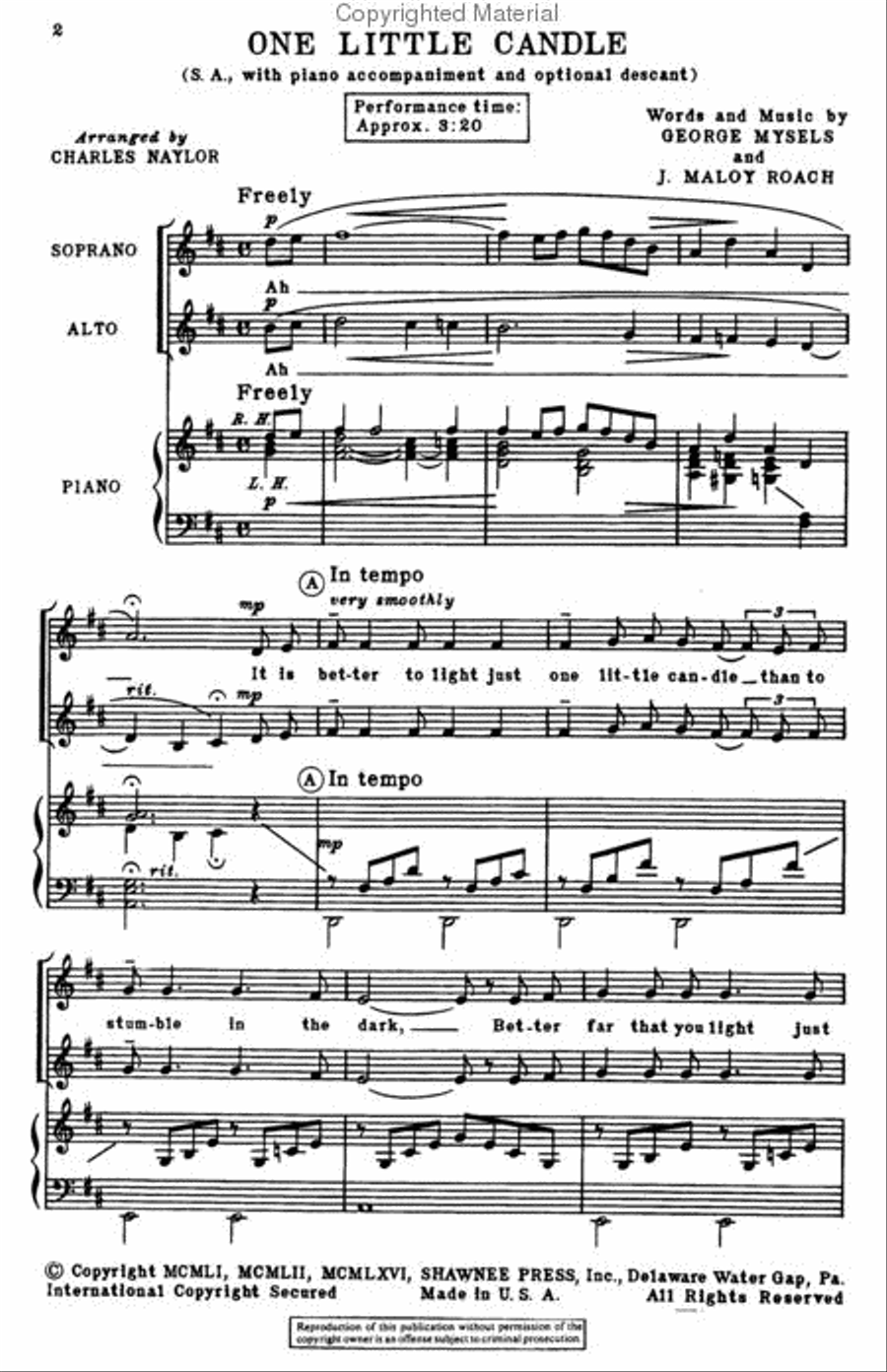 One Little Candle One Little Candle 2-Part scores gallery preview page 2