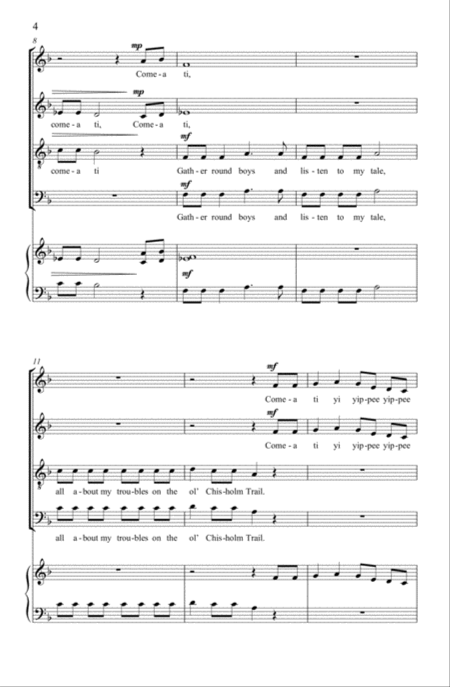 The Ol' Chisholm Trail 4-Part scores gallery preview page 3