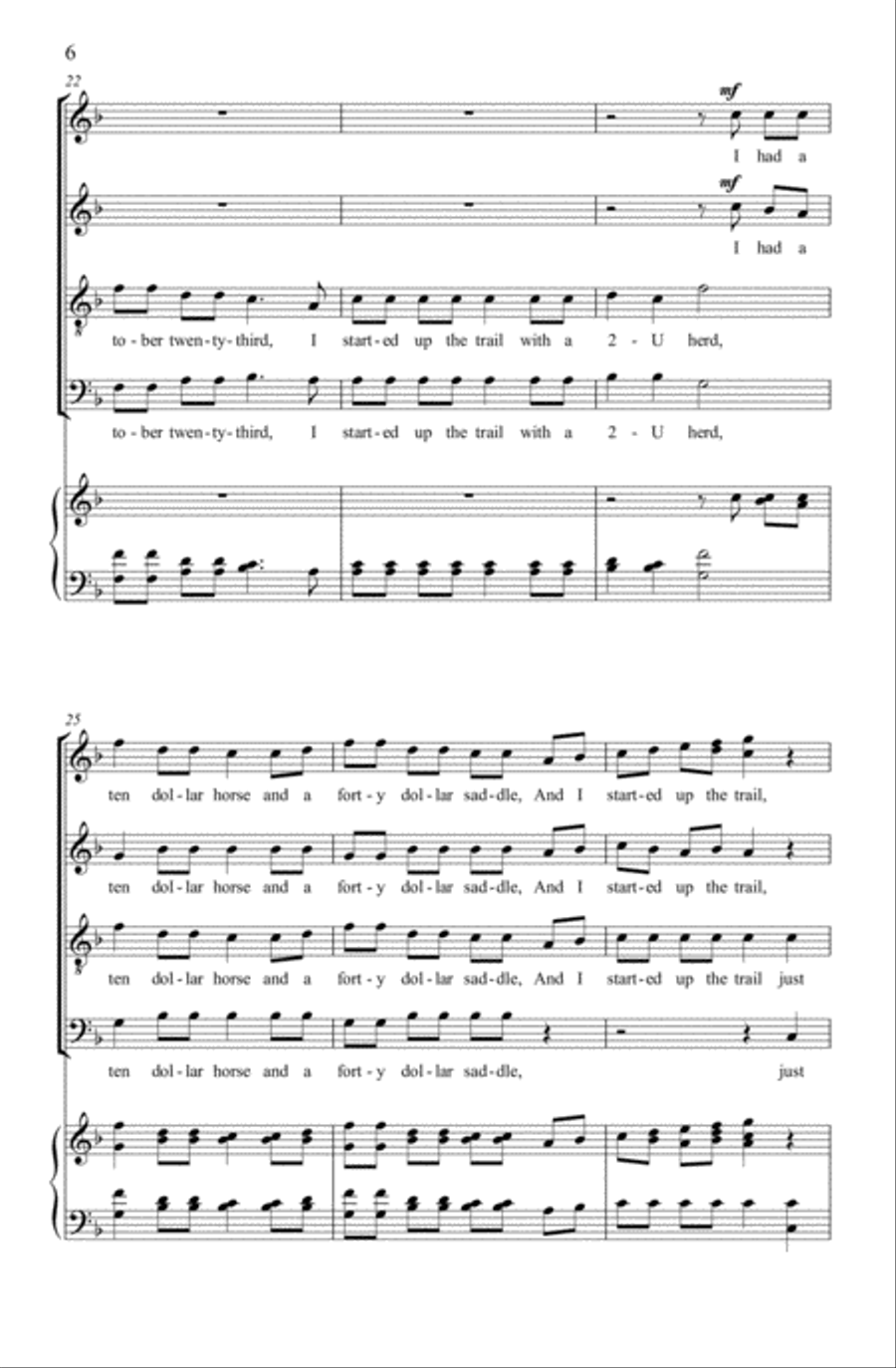 The Ol' Chisholm Trail 4-Part scores gallery preview page 5