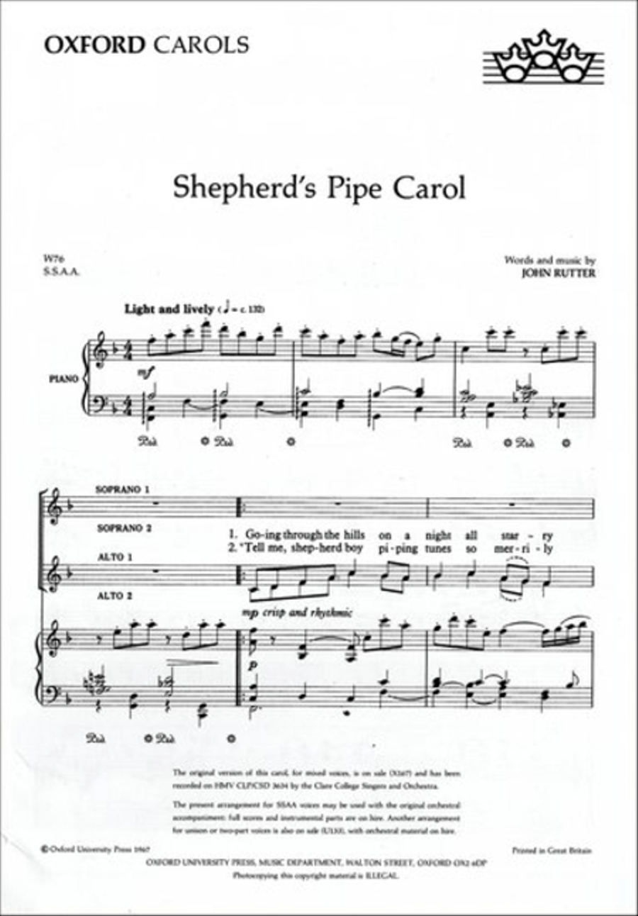 Shepherd's Pipe Carol Shepherd's Pipe Carol SSAA scores gallery preview page 1