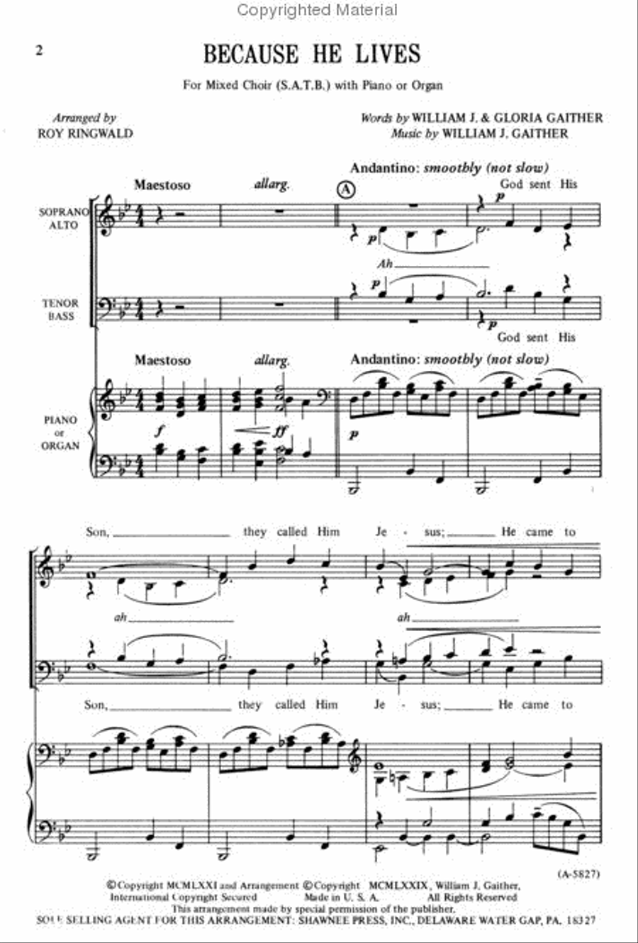 Because He Lives Because He Lives 4-Part scores gallery preview page 2