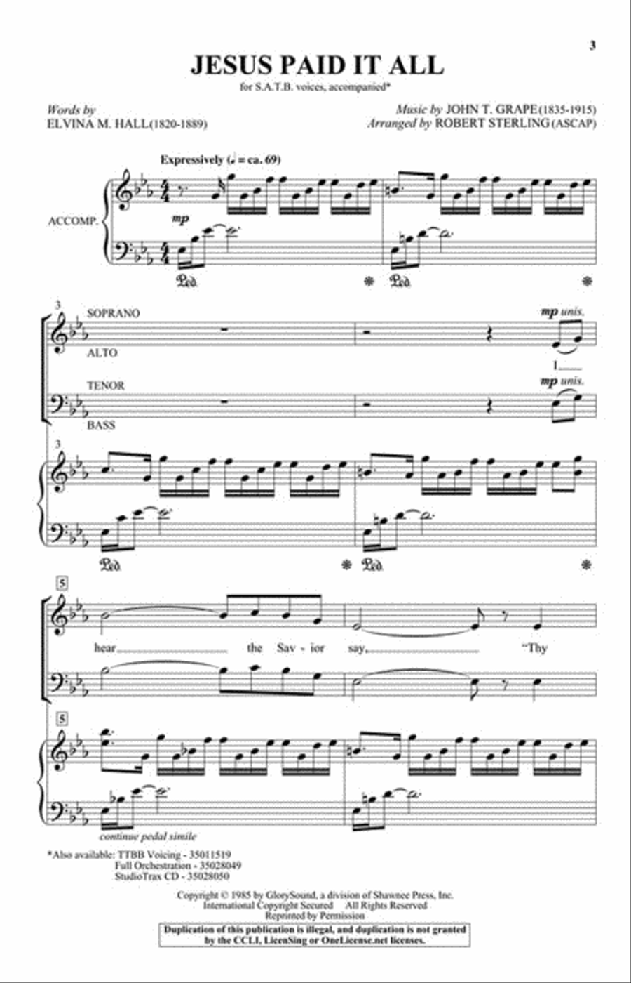 Jesus Paid It All Jesus Paid It All 4-Part scores gallery preview page 4