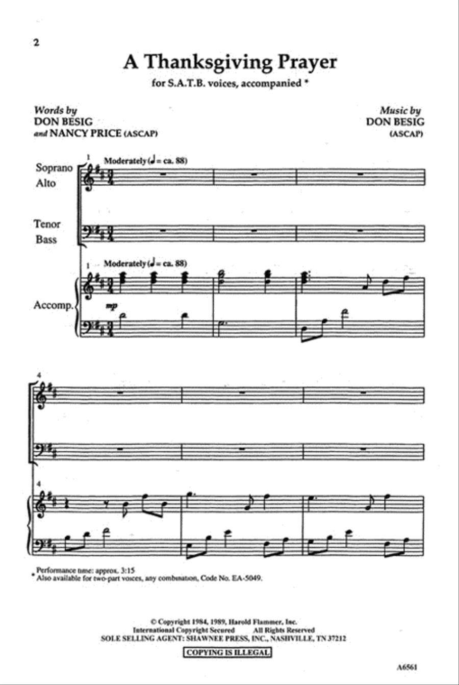 A Thanksgiving Prayer A Thanksgiving Prayer 2-Part scores gallery preview page 2