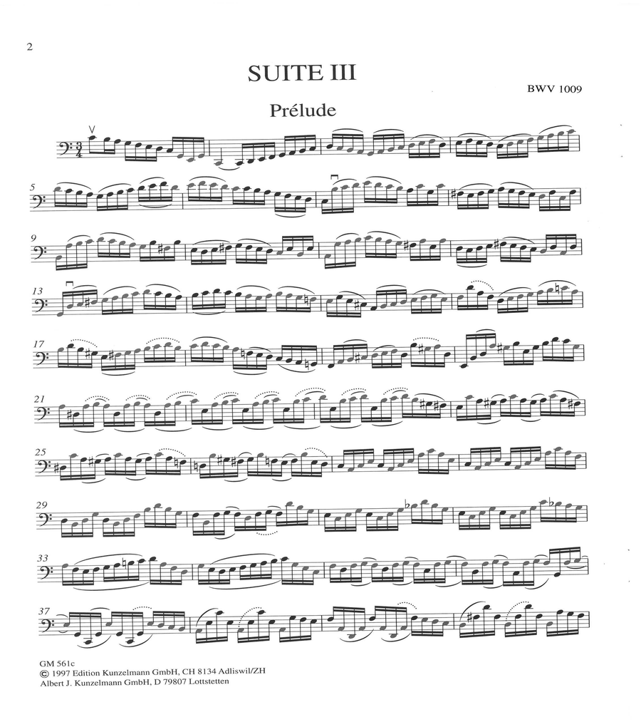 Solo suite no. 3 by Johann Sebastian Bach Cello Solo - Sheet Music page 2