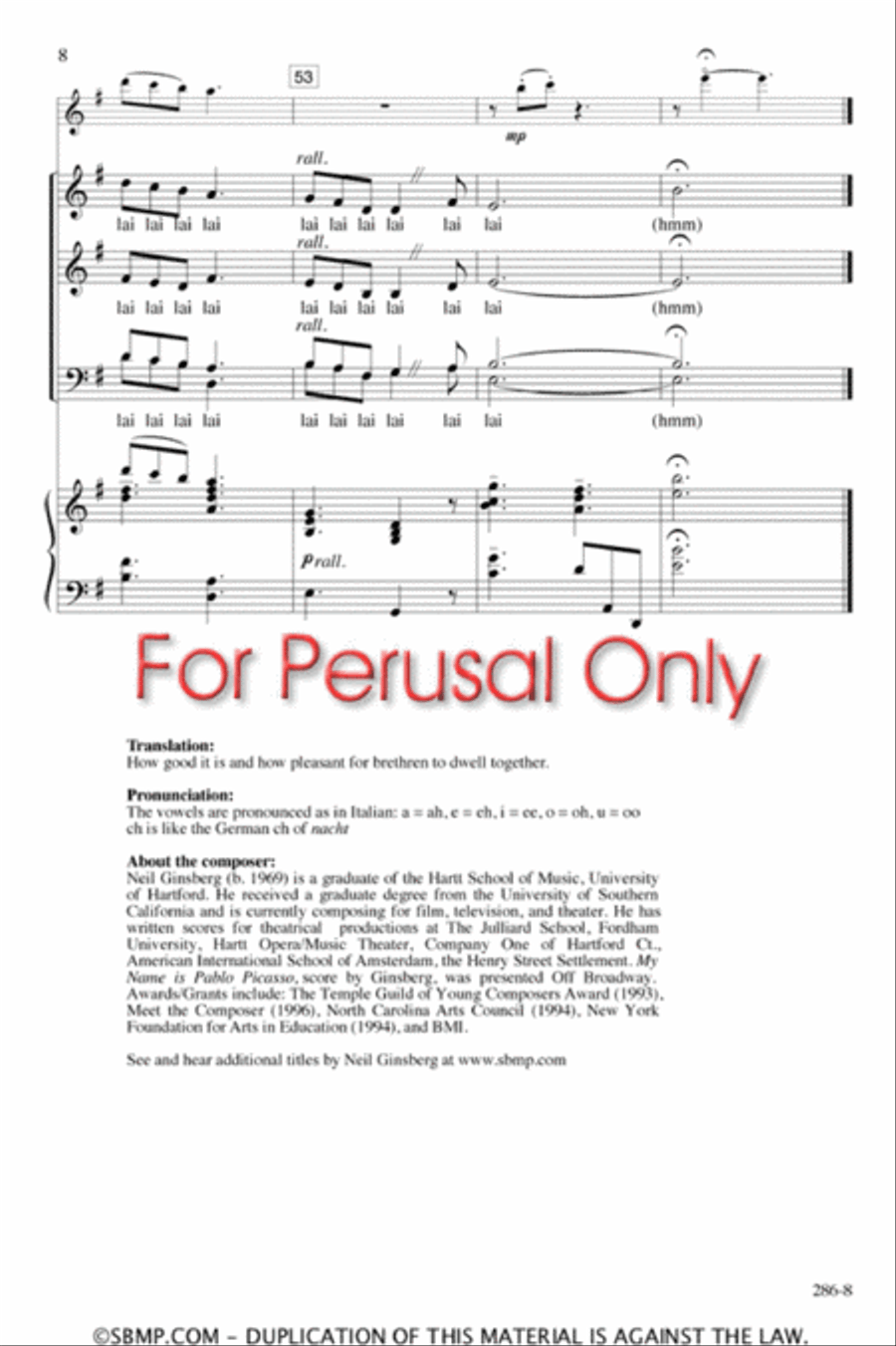 Hine Ma Tov - SATB Octavo 4-Part scores gallery preview page 8