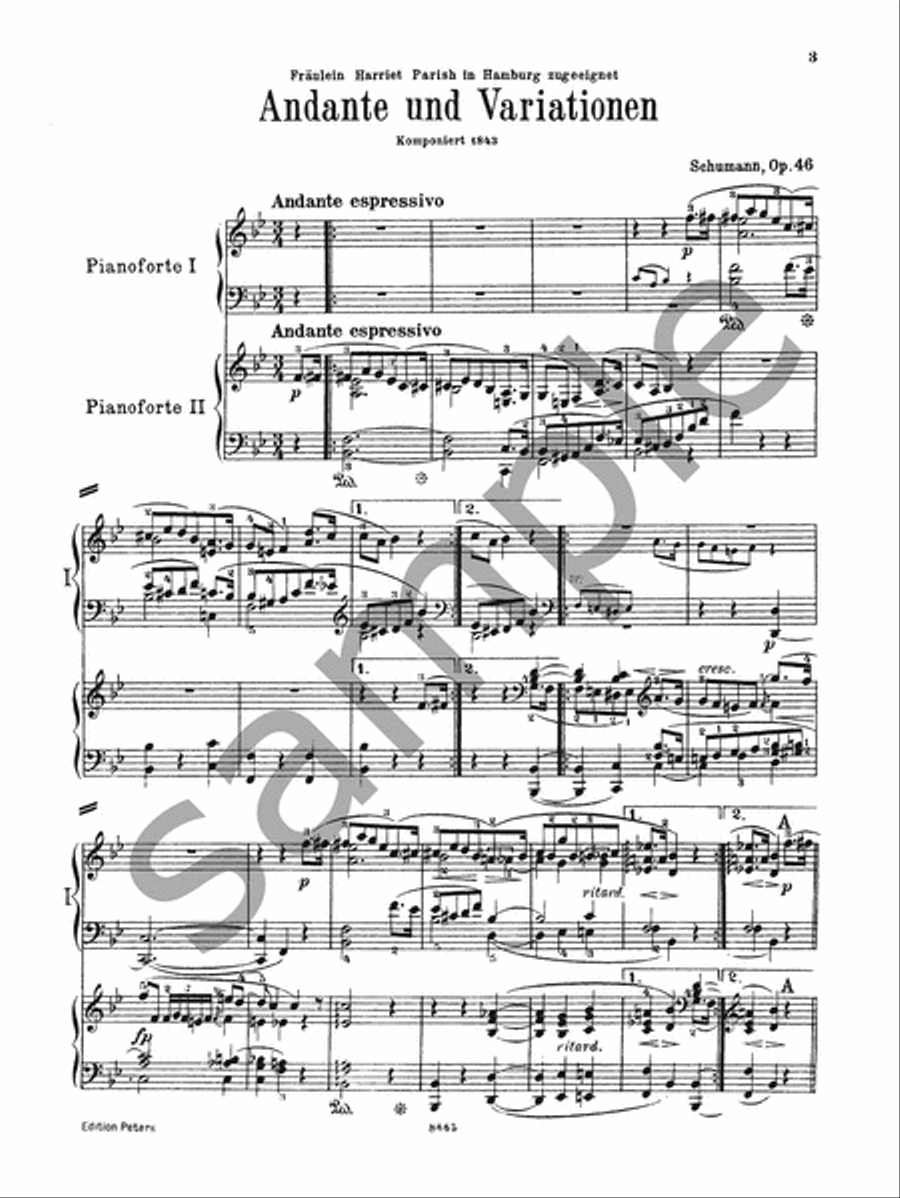 Andante and Variations Op. 46 for 2 Pianos 2 Pianos, 4-Hands scores gallery preview page 2