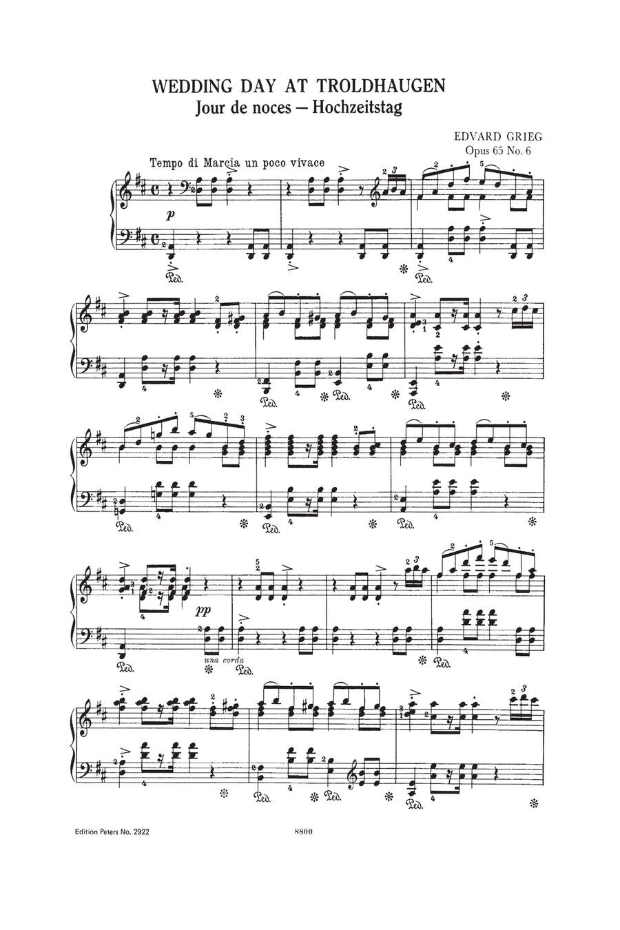 Wedding Day at Troldhaugen Op. 65 No. 6 for Piano Piano scores gallery preview page 2