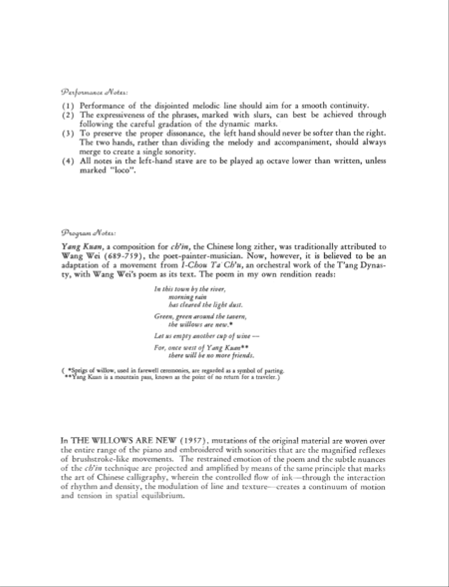 The Willows Are New: After Wang Wei's ''Yang Kuan'' for Piano Piano Solo scores gallery preview page 3