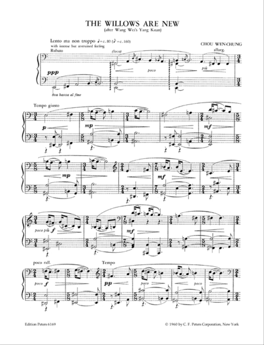 The Willows Are New: After Wang Wei's ''Yang Kuan'' for Piano Piano Solo scores gallery preview page 4